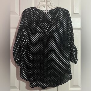 Chaus Black and White Polka Dot Blouse